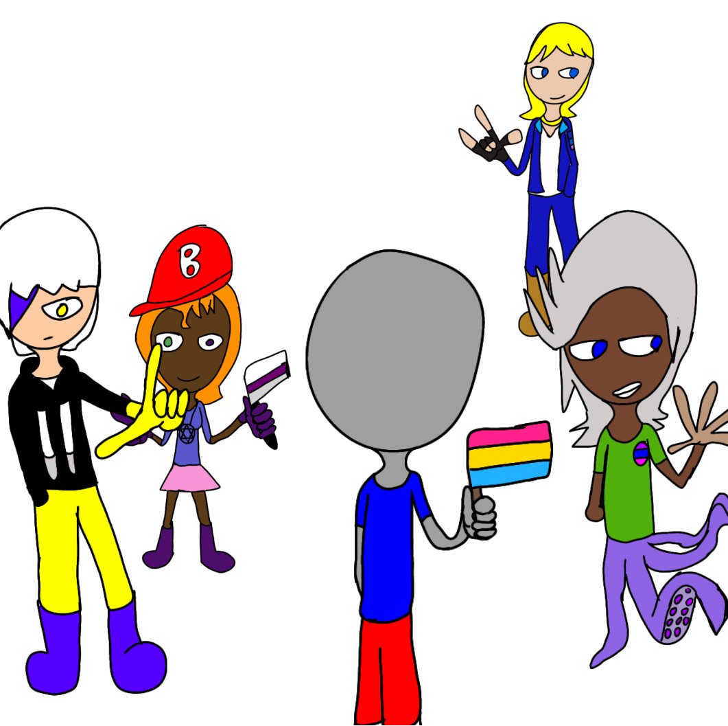 Hall-O-Pride
Characters (clockwise): Hector, Daniel, Xero, Lei, Abby