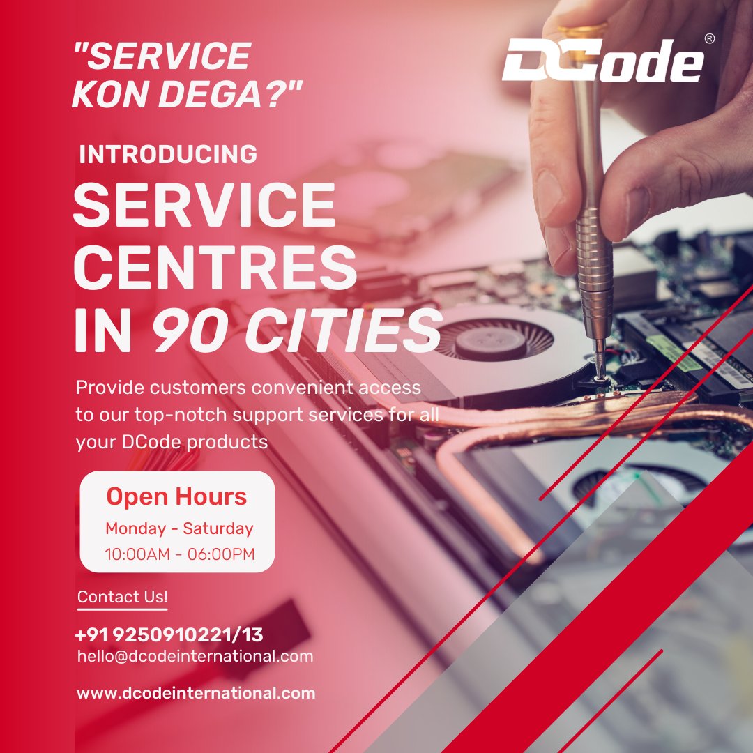 DCTechTalks's tweet image. Introducing DCode&apos;s service network for receipt printers, barcode printers and scanners. 90 service centers strategically located across India serving 13000 pin codes

#barcodescanner #barcodeprinter  #barcodeprinter #labelprinter  #mobileprinter #thermalprinter #receiptprinter