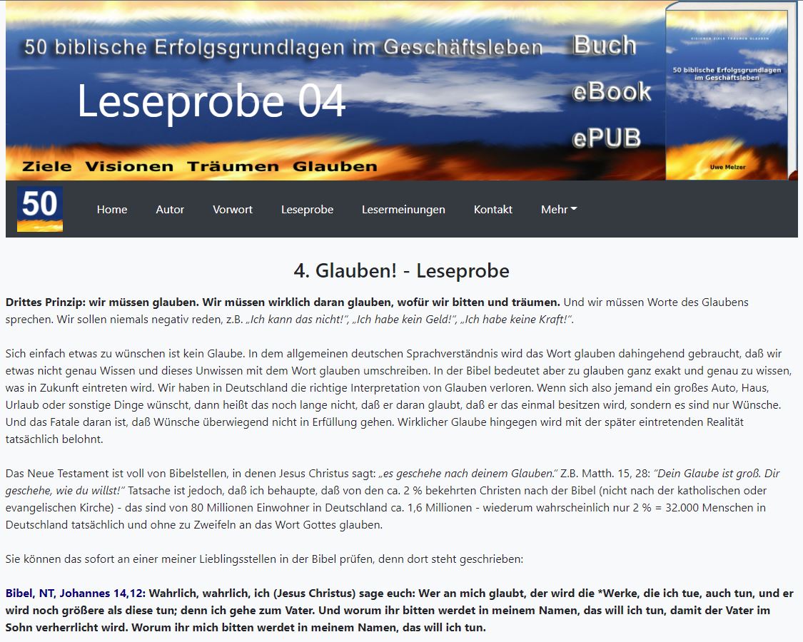 #Leseprobe - Kapitel 4: #Vision #entwickeln! Ohne eine Vision geht jedes #Unternehmen unter! Es ist nur eine Frage der Zeit! Mit einer Vision dagegen #sichern Sie tatsächlich Ihr Unternehmen langfristig: 50-erfolgsgrundlagen.de/b50-leseprobe-…