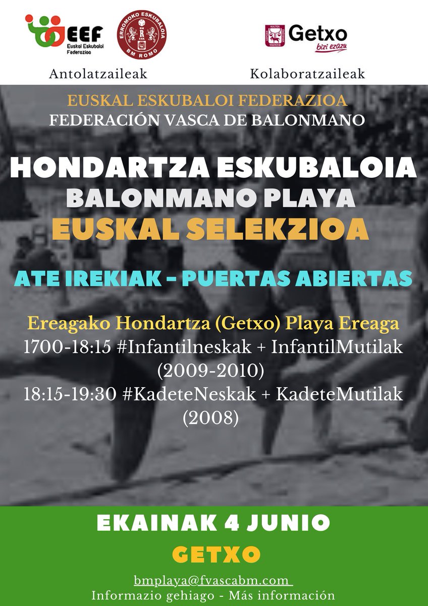 #HondartzaEskubaloia 
#EuskalSelekzioak
#AteIrekiak 
#InfantilNeskak #InfantilMutilak #KadeteNeskak #KadeteMutilak