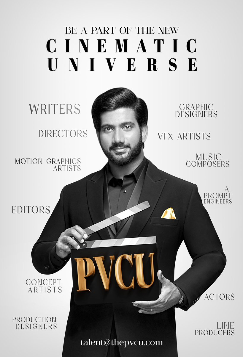 Are you ready to team up in building an Opulent, innovative and a FANTASY filled “Cinematic Universe”? 🎦 ‘Prasanth Varma Cinematic Universe’ a.k.a “PVCU” warmly welcomes you to join forces with us! 🎊 Email your CV/Work: talent@thepvcu.com 📨 Looking forward to grow with you!