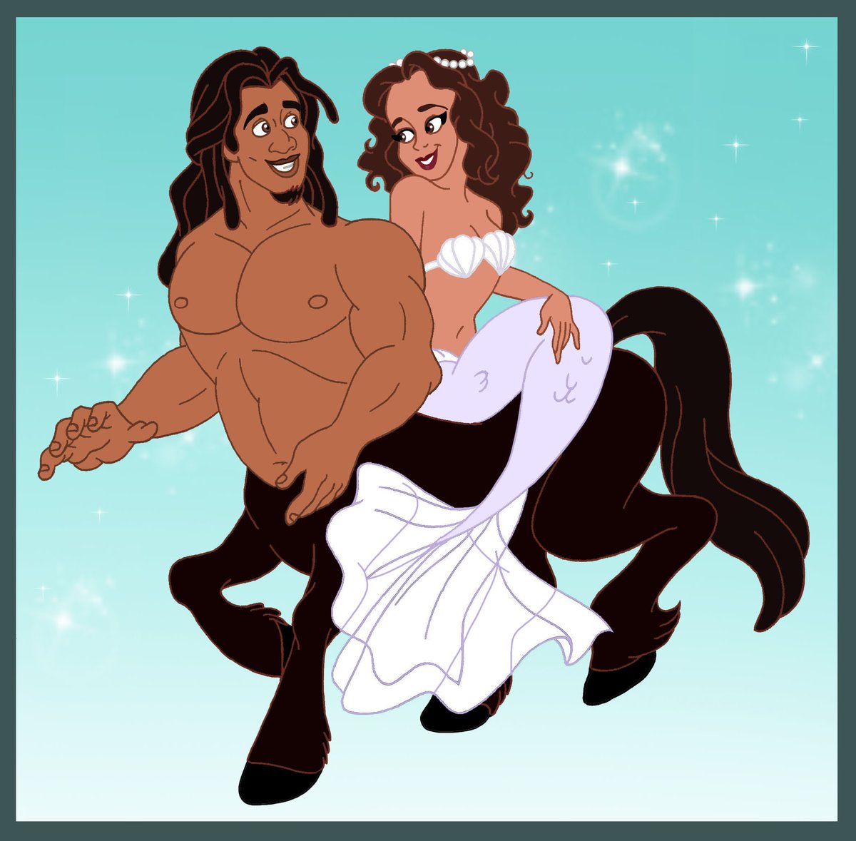 My new centaur and mermaid characters. Arsen and Serenity.