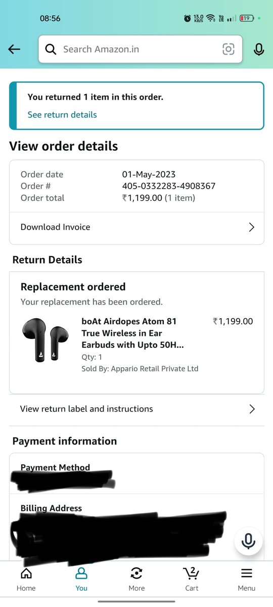 I had placed an order on @amazonIN boat airdopes atom 81 received an defective product replaced it and same issue asked for a refund they took the product on 3may and till date I have not received my refund i am a prime customer and ur service is worse @amazon @consumr_rights