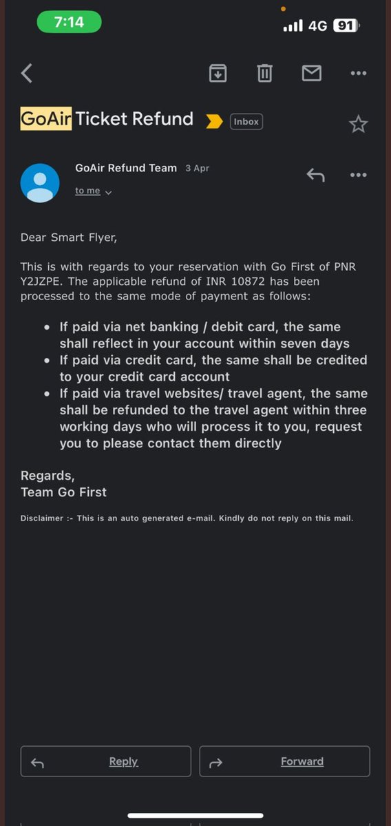 rashesh1995's tweet photo. Gofirst kindly reply for confirmation whether you guys have processed the refund since cleartrip is saying that you have not send them the refund, while the below attachment says you have transfered the amount. @GoFirstairways @Cleartrip @MumbaiPolice @JM_Scindia @AAI_Official https://t.co/hfRLLem6Cs