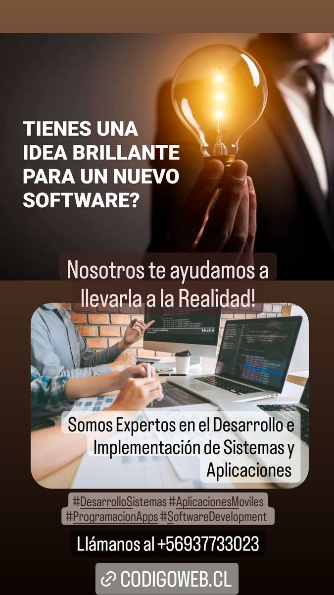 __JuanPaulo__'s tweet image. Tienes una idea 💡 brillante para un nuevo Software?
Nosotros te ayudamos a llevarla a la Realidad!
Llámanos al +56937733023
#DesarrolloSoftware #AplicacionesMoviles #SoftwareDevelopment #DesarrolloSistemas