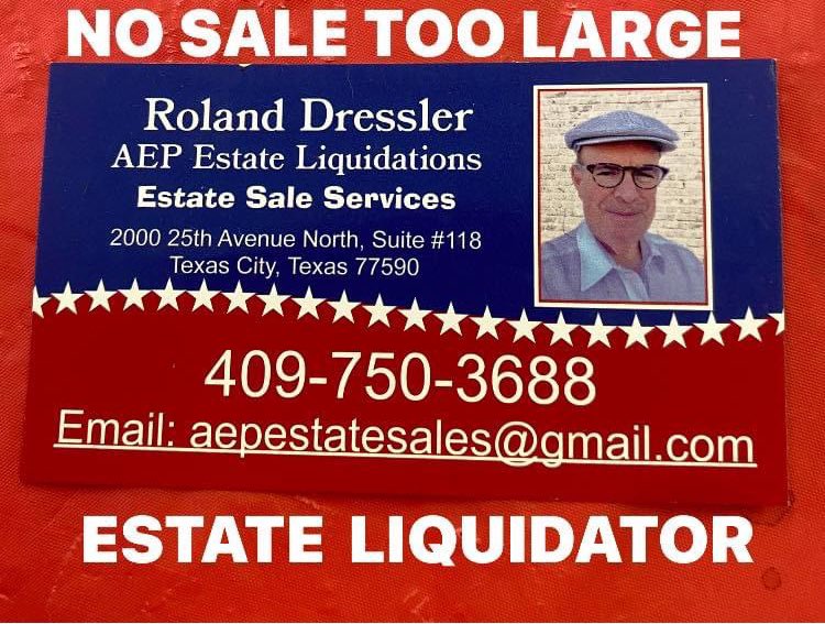 Estate Sales & Business Liquidations 409.750.3688
Roland Dressler #EstateSaleServices #RolandDressler #EstateLiquidator #Dressler #EstateBuyouts #EstateJewelryBuyer #EstateSaleCompany #Houston #EstateSales_org #EstateJewelry #CoinCollections #Firearms #Galveston #RealEstate