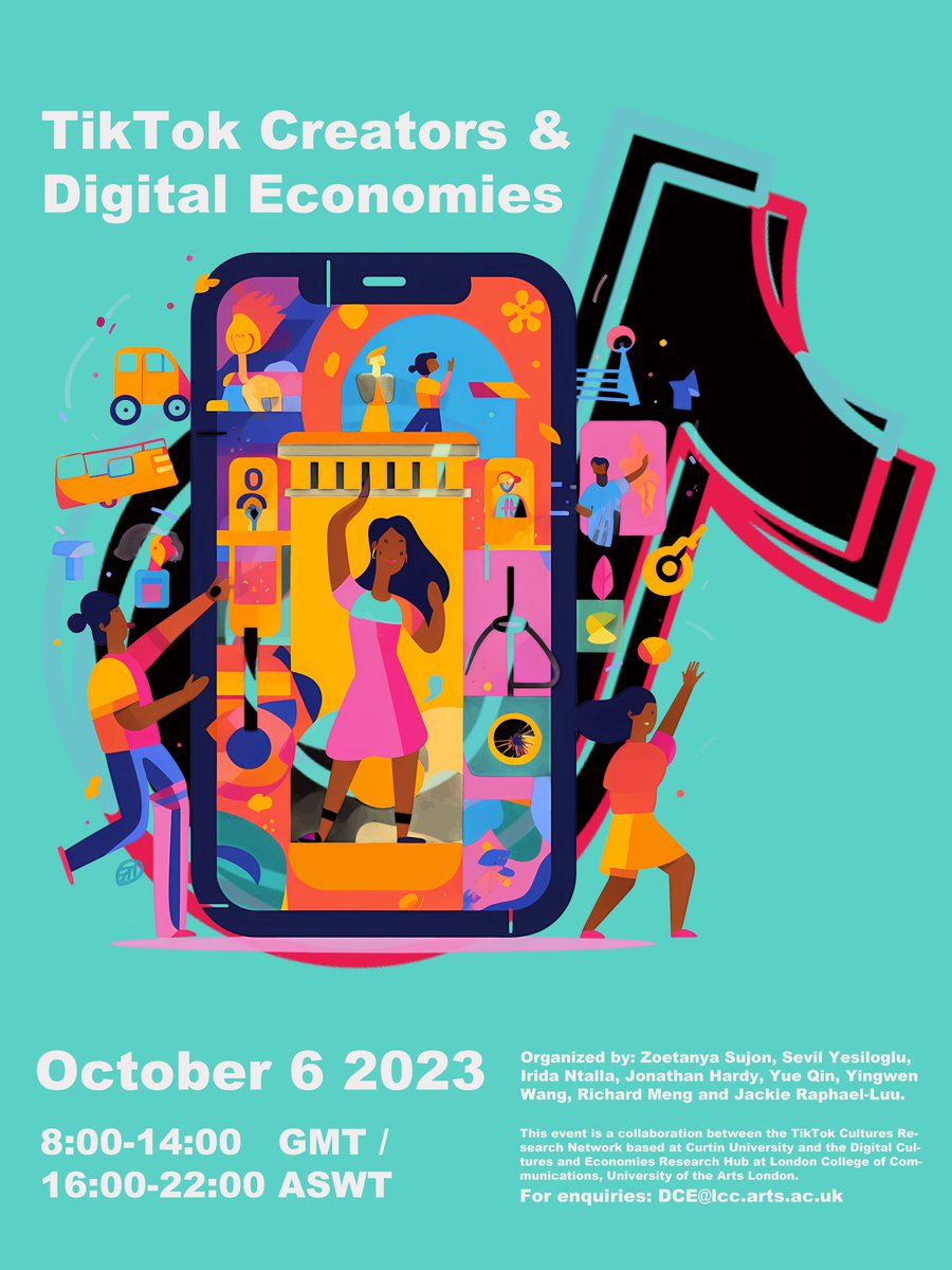CALL FOR PAPERS: TikTok Creators &amp; Digital Economies Symposium. 

We are very excited to announce our first satellite online event, hosted by <a href="/LCCLondon/">London College of Communication</a>!🌟

CfP is now open - abstracts &amp; bios due 3 July. 

More info &amp; how to apply here:
arts.ac.uk/colleges/londo…