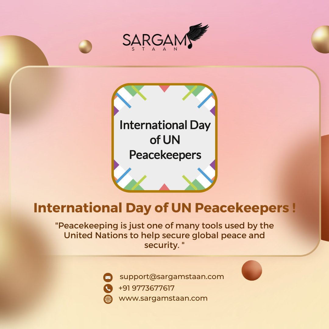 International Day of UN Peacekeepers !

@SargamStaan 
.
.
.
.
#sargamstaan #digitalmarketingcourse #digitalmarketinginstitute #musician #musicband #marketing #marketingdigital #socialmedia #DigitalMarketing #music  #musiclover #contentmarketing #knowledge #influencermarketing