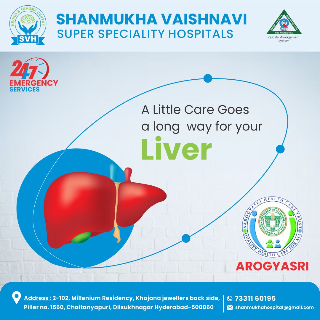 ShanmukhaV88351's tweet image. A Little care goes a long way for your Liver...

#liverproblems #livercare #gastro #superspecialityhospitals #shanmukhavaishnavihospitals #multispecialityhospital