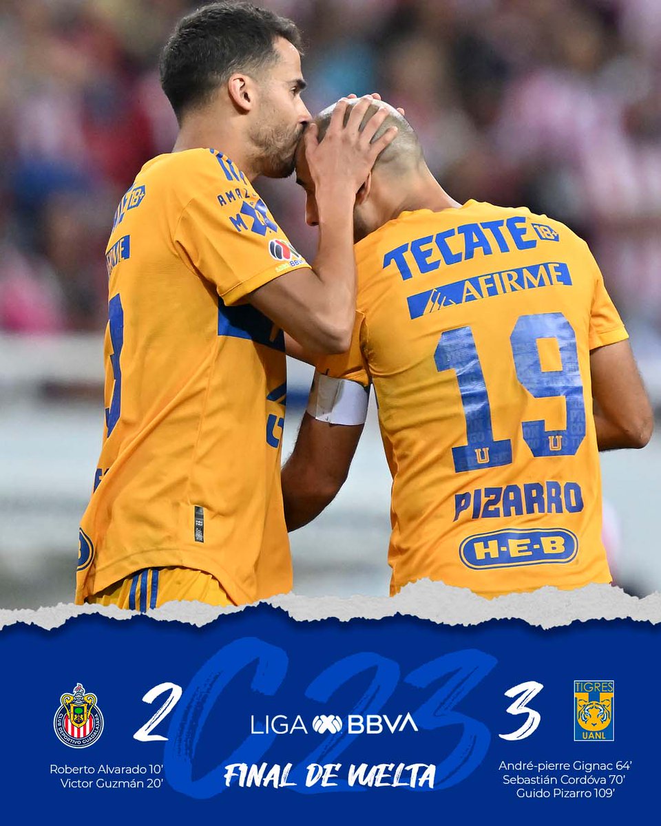 LigaBBVAMX's tweet photo. TENEMOS CAMPEÓN 🏆

🐯@TigresOficial remontó toda adversidad, y el resultado lo consiguió, para levantar el título en el 📍Akron.

#LigaBBVAMX⚽ #Clausura2023 https://t.co/PsnKyP6NXQ
