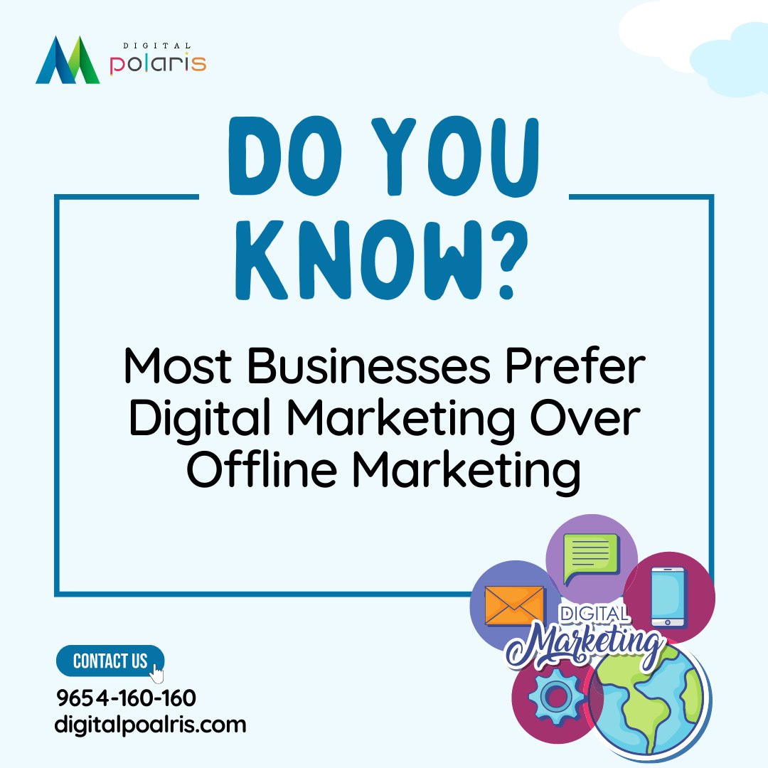 #DOYOUKNOW?

Most #Businesses #Prefer #DigitalMarketing Over #OfflineMarketing

#DigitalPolaris #offline #online #marketing #digital #business #onlineshop #recomended #india #offgrid #socialmedia #fashion #viral #visitnow