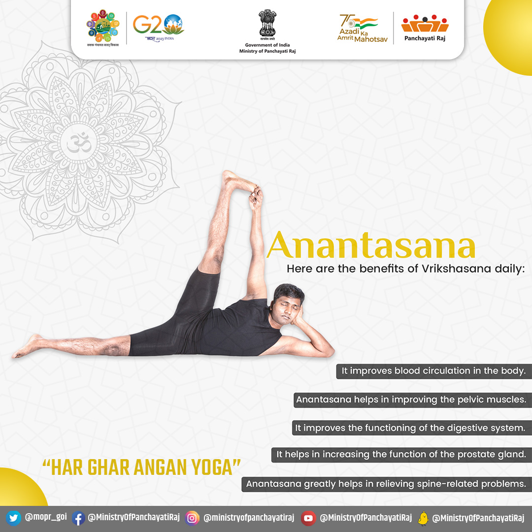 Invigorate your health by performing #Anantasana daily in the morning. It greatly helps in relieving spine-related problems while improving your #bloodcirculation simultaneously. On this #internationalyogaday, encourage others to adopt #yoga for a #healthy lifestyle.

#IDY2023