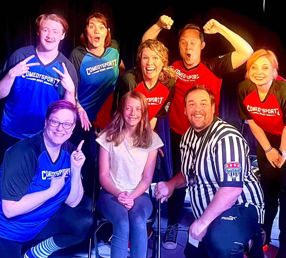 cszboise's tweet photo. Loyal Fans, Kya and Lilla were both there Saturday to help us out in "Here Lies" and "Spelling Bee"!  Thanks to them both!
Now excuse us as we giggle about our favorite Broccoli Podcast, Endless Staircases, Spaghetti Gym Bros, and Remote Control Gophers. https://t.co/BwInpLnElS