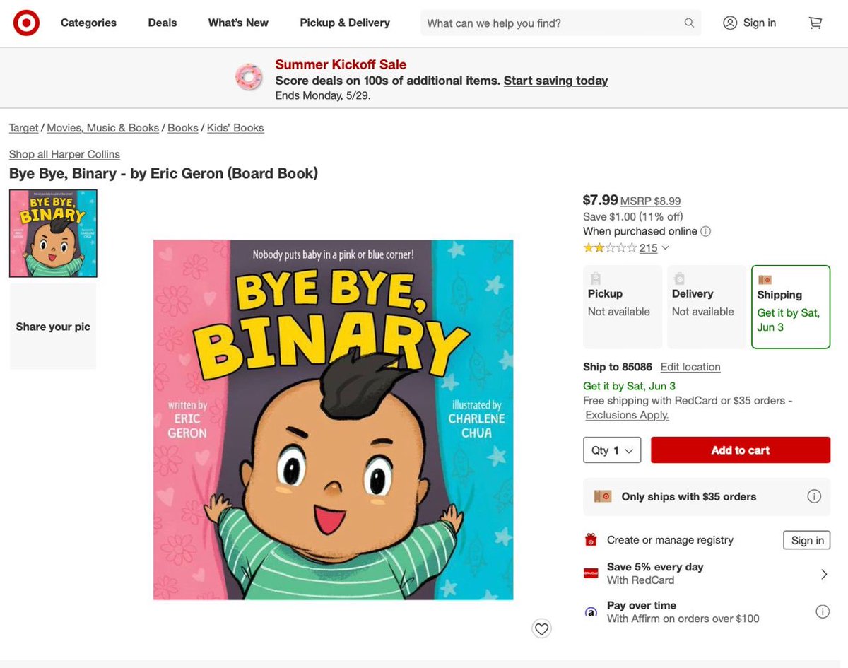 Target hasn't changed anything. They are still promoting books for KIDS that include LGBTIA+ propoganda like "Bye Bye Binary"

Keep the pressure on. They hate you and your kids — never buy another product at Target unless and until they stop.