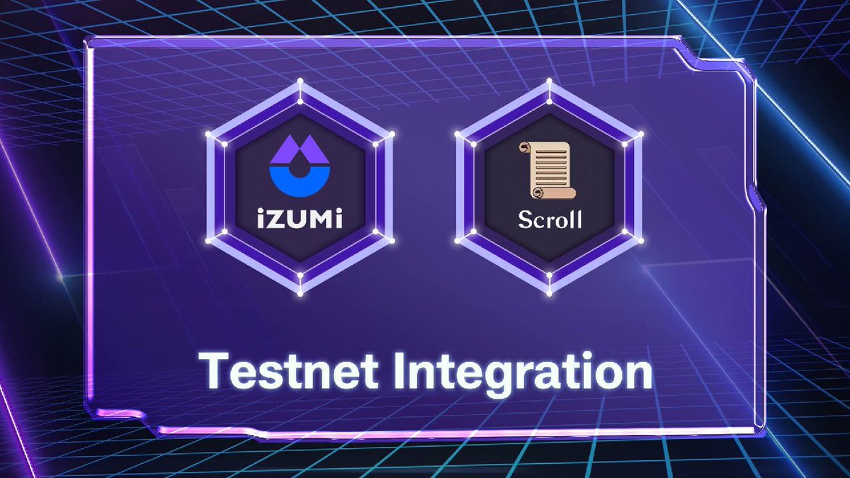 GM and it's Monday again! ☀️

We're excited to announce that iZUMi has finished integration with @Scroll_ZKP and #iZiSwap is NOW LIVE on Scroll testnet!💧📜

We appreciate the warm support from @Scroll_ZKP team and will continue to polish our product and get ready for Scroll’s…