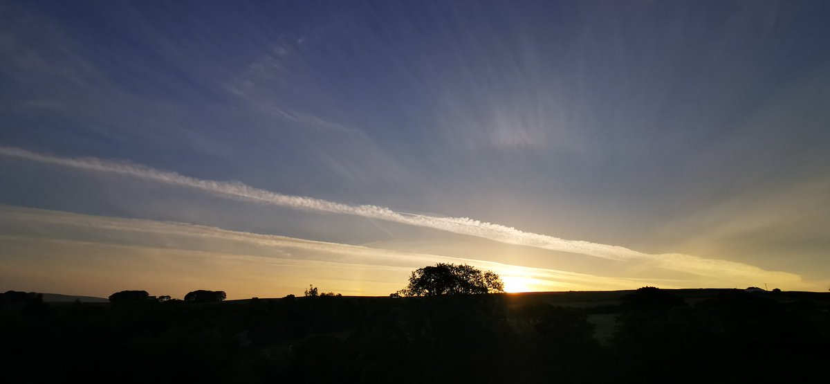 5am sunrise Lancashire. Sky full of #chemtrails from the #skykuntz #skybastards taking the absolute piish this #BankHolidayWeekend #Mondayvibes #lookup #GeoEngineering