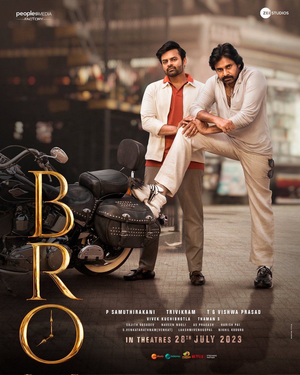 Here's the 1st Peek at #BroTheAvatar Combo that'll set the screens ablaze on July 28th 🤙🔥 #BROTheDuo 💥 @PawanKalyan & @IamSaiDharamTej 🤩 @thondankani @MusicThaman @vishwaprasadtg @vivekkuchibotla @bkrsatish @TheKetikaSharma @NavinNooli @ZeeStudios_ @zeestudiossouth…