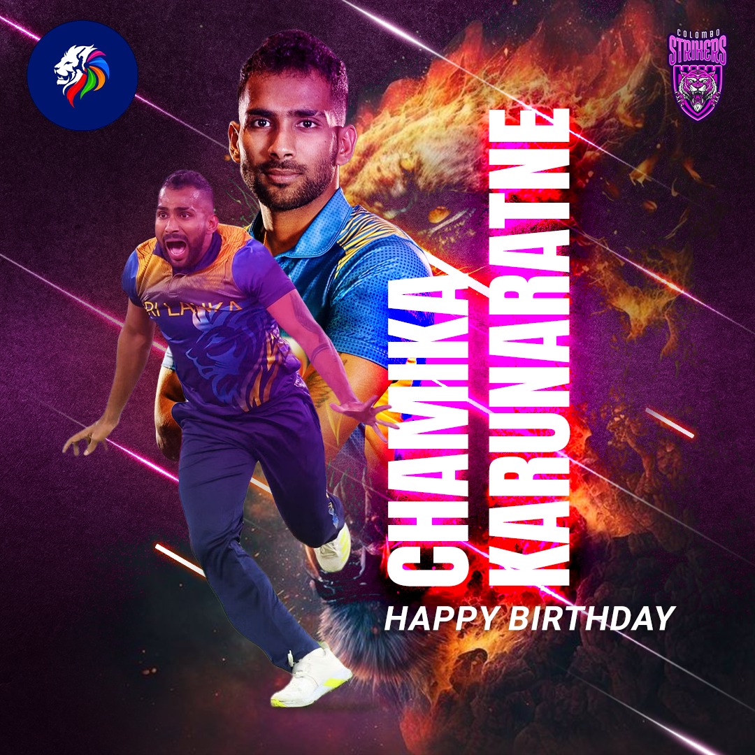 May our Mr. Unstoppable stride fearlessly towards immense success! 🔥✨

Have a great birthday! @chamikak29 

📸- @OfficialSLC

#ChamikaKarunaratne #BirthdayWishes #BirthdayVibes #ColomboStrikers #LankaT20 #FastestCricketFormat #Birthday #HBD #BirthdayPost #BirthdayCelebration