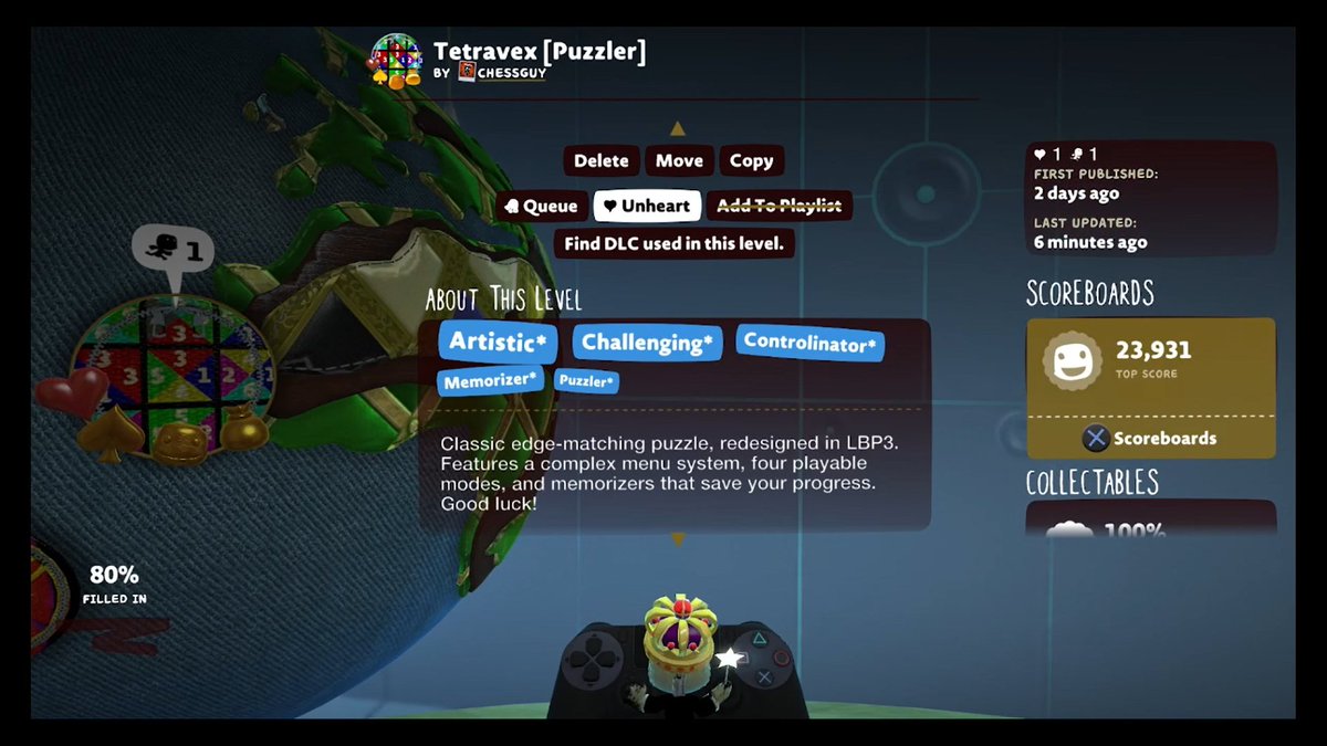 LChessguy's tweet image. #LBP3 @LittleBigPlanet  #littlebigplanet  
New LittleBigPlanet 3 Level "Tetravex [Puzzler]" is now out!😀