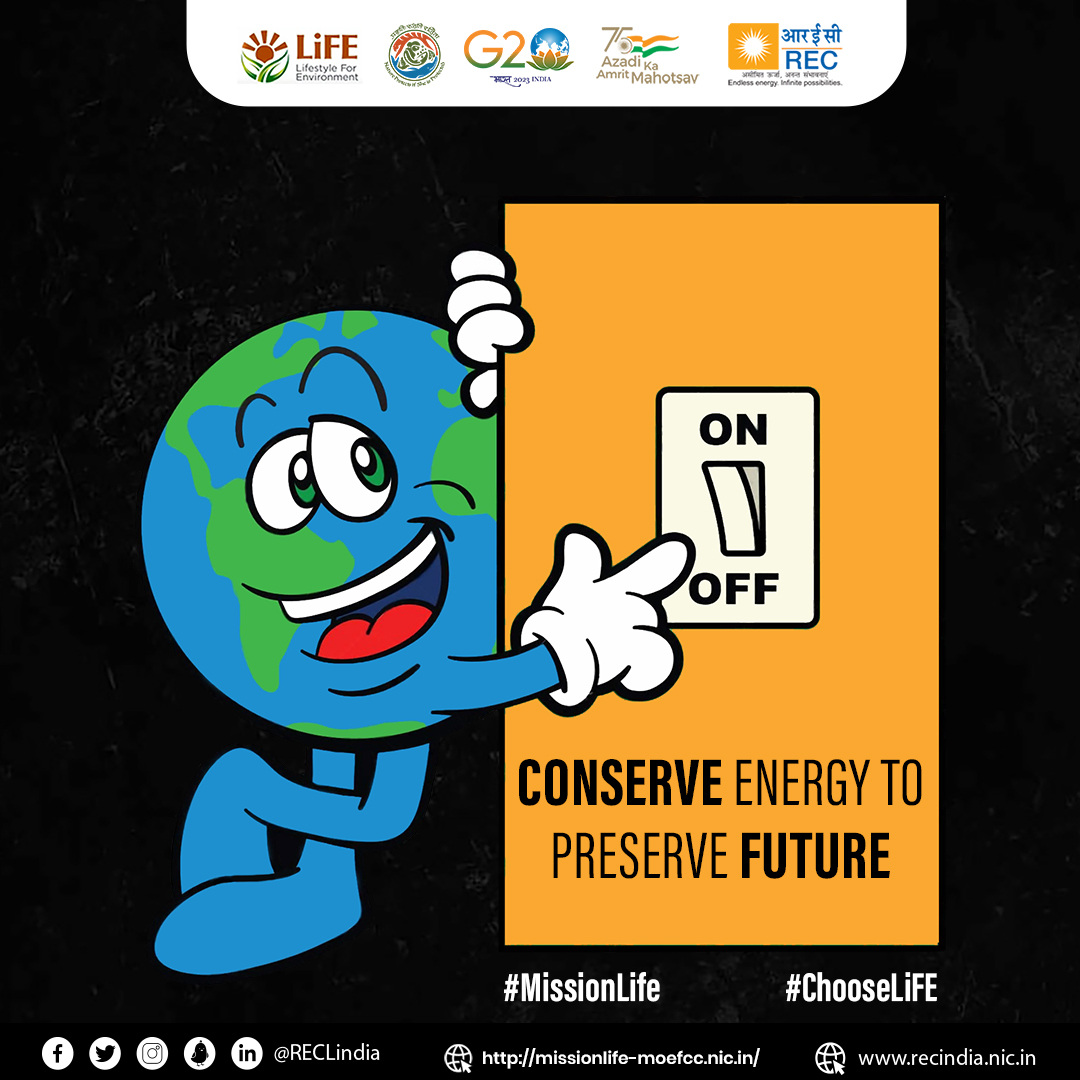 The sustainability of our future depends on our efforts to conserve energy today!

#ChooseLiFE #MissionLiFE #ClimateAction4LiFE #JanBhagidari

#RECLimited #REC #RECLindia #SustainableConsumption #GreenEnergy #PowerSector #CSRinitiatives #SustainableGrowth…