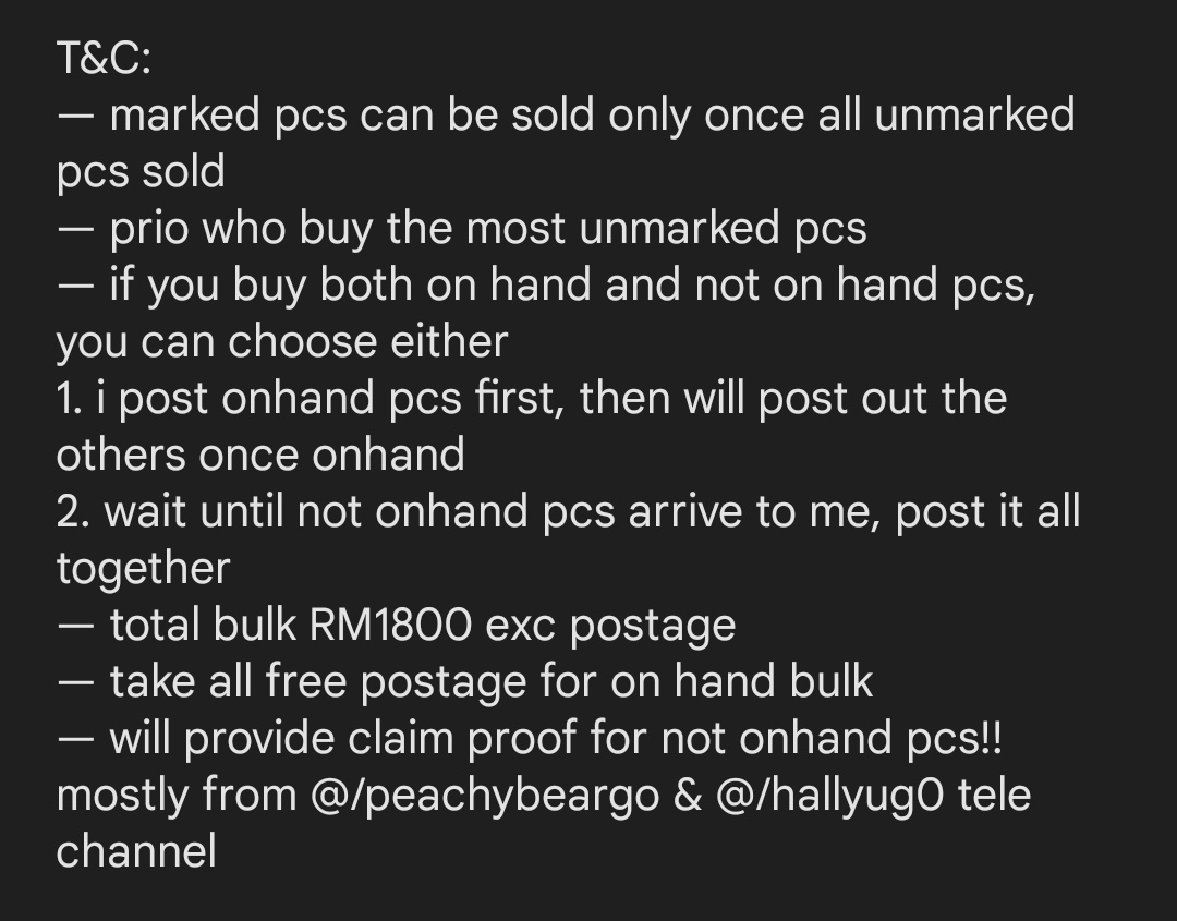 WTS PREVIEW ONLY!

EUNCHAE BULK (mostly not on-hand)

— please read T&C before claiming
— WILL UP CLAIM TONIGHT USING GFORM ON 9PM ❗ will not entertain any backdoor

#pasarlesserafim