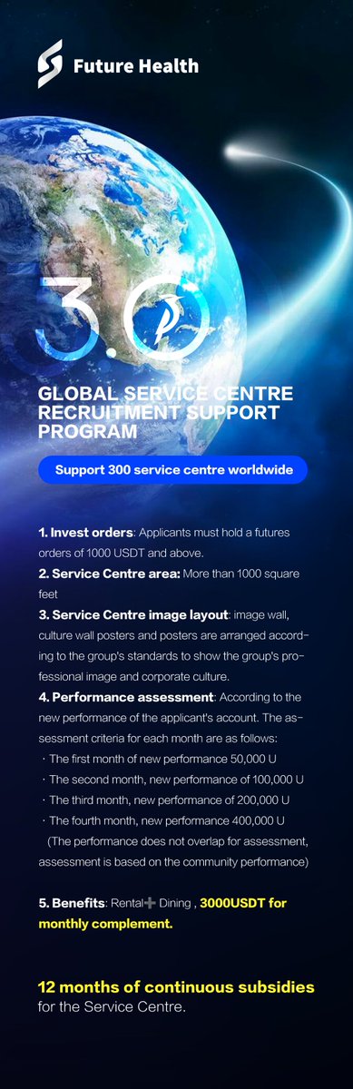 FutureHealth_EN's tweet image. 🌍 The #FutureHealth Global Service Centre Recruitment #SupportProgram is here!🌟
💎Supporting 300 service centre worldwide💎

It&apos;s your chance to make your dreams come true✨

Click on the image to learn more!🔍
Join us now💪

#GlobalServiceCentreRecruitment #BusinessOpportunity