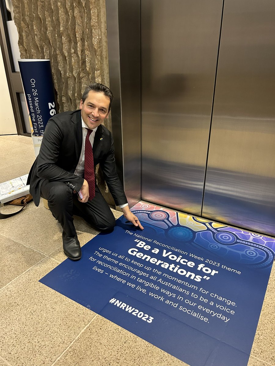 Signs in the Department for Education to mark Reconciliation Week 2023. This year’s theme encourages to raise our voices in support of reconciliation - in our workplaces and our social lives, for the benefit of generations of Australians to come. #NRW2023