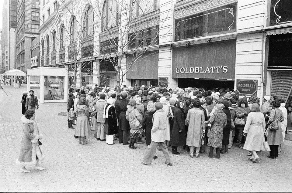 Here is a photo of customers waiting to enter Goldblatt’s Department Store at State Street in downtown Chicago.