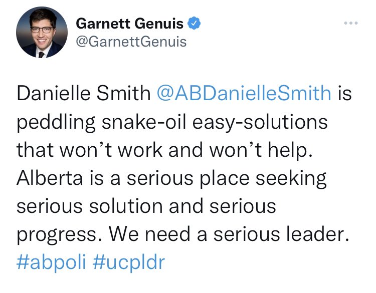 Well, I am going to do what the hard working MP who represents me says. 

Normally I disagree with him, but a money of lucid thought caused him to tweet this. 

Danielle Smith is untrustworthy. 

#abelxn23 #AbElection #abpoli