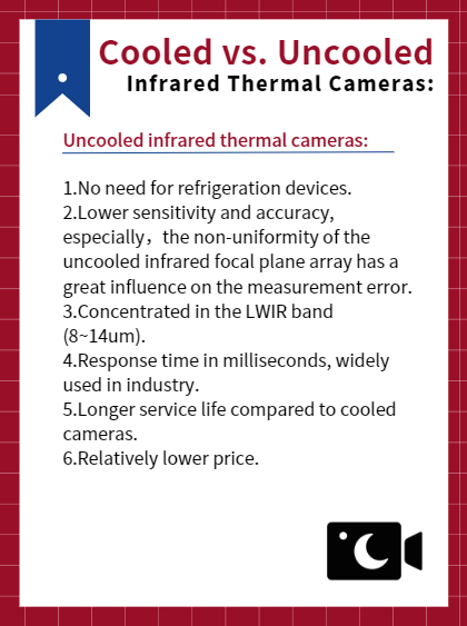 InfraredQuanhom's tweet photo. 📷Infrared Optics Knowledge Sharing: 
Cooled vs. Uncooled Infrared Thermal Cameras
Know more👉https://t.co/UwcxzUOVwS
#quanhom #LWIR #infraredlens #cooledinfraredthermalcameras #uncooledinfraredthermalcameras #infraredtechnology https://t.co/7A0pWjWO6i