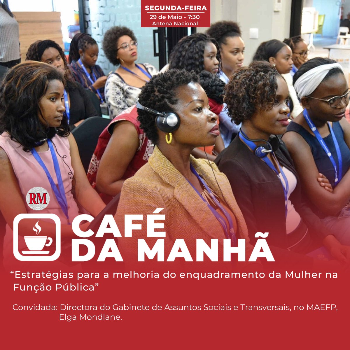 MocambiqueRadio's tweet image. Hoje, às 07:30 horas | Antena Nacional
Maputo 92.3FM I Xai-Xai 87.8FM I Inhambane 105.1FM I Beira 96.5FM I Chimoio 102.5FM I Tete 90.7FM I Quelimane 92.1FM I Nampula 95.1FM Pemba 95.3FM I Lichinga 101.7FM 
#rm #cafedamanha #enquadramento #mulher #funcaopublica #mocambique