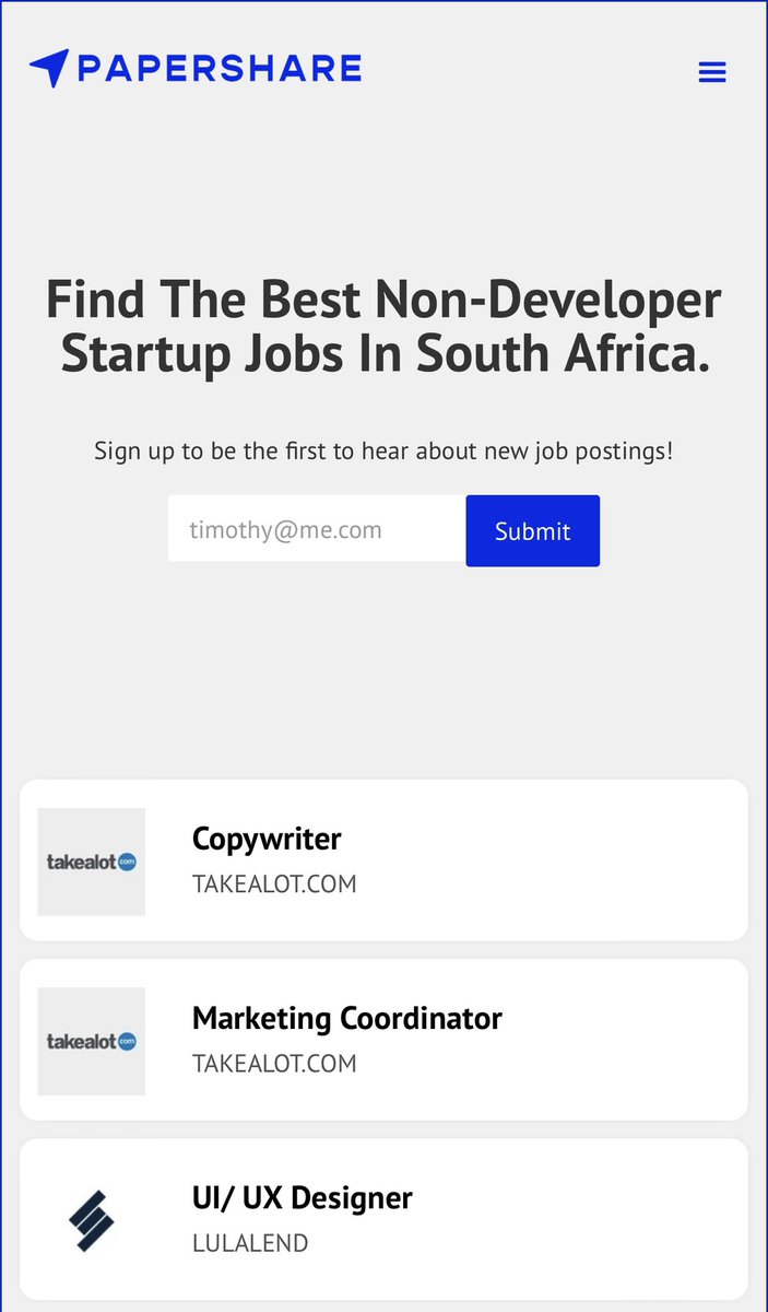 PaperShare's tweet photo. E-commerce platform TakeALot is looking for a Marketing Coordinator, Lulalend a UI/UX Designer and Payfast is looking for a Product Manager. 

Find other great opportunities from leading startups across South Africa https://t.co/2kPUBq3TQI https://t.co/NkSkctFAde