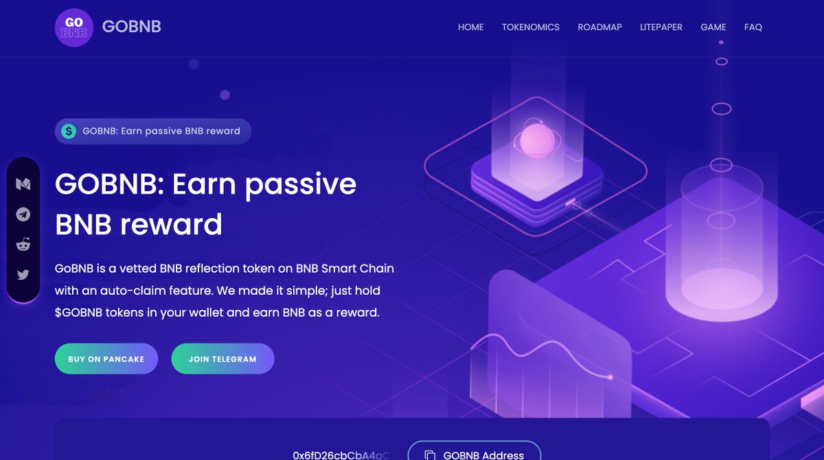 gobnbtoken's tweet photo. GoBNB is a vetted BNB reflection token on BNB Smart Chain with an auto-claim feature. It is simple; just hold $GOBNB tokens in your wallet and earn BNB as a reward.

#GOBNB #BNB https://t.co/UinMEUgDkA