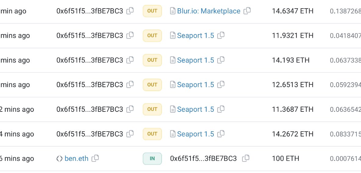 🔥 JUST IN. <a href="/eth_ben/">ben.eth</a> transfers 100 ETH of investor funds to sweep nakamigos. 

suppose it is the eth from nakamigos anyways