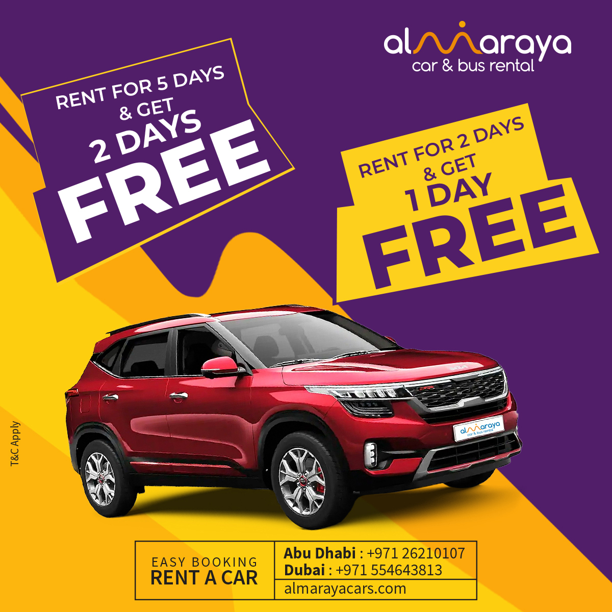 Explore the world with #Almaraya Rent a Car! Don't miss out on this amazing offer to make your journey even more rewarding. Book your car now and enjoy the freedom of the open road!

#freeoffer #offers #CarRentalUAE #carrental #uaecars #rentacar #carrentals #carrentalservice