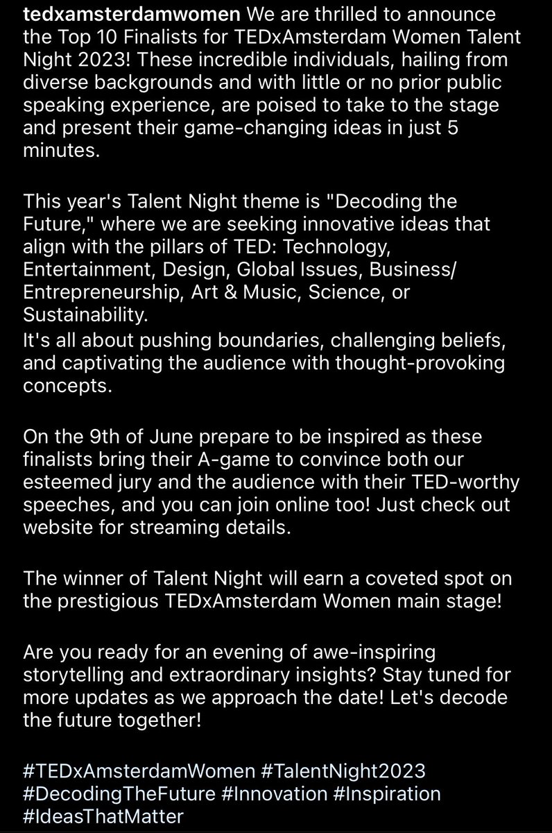 Ik mag op 9 juni a.s. 5 min praten op de TEDxAmsterdamWomen Talent Night over datgene waar ik wel 6 uur over kan praten :): de enorme gezondheidswinst van dagelijks dansen op aging: #midlifedancers #dancingdailyistheaginglifehack  

#ideasworthspreading #dancedaily #health