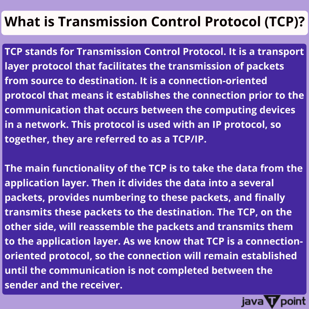 Bhavana83491661's tweet photo. What is Transmission Control Protocol (TCP)?
.
.
.
.
for more information
https://t.co/UFF7PPchhT
check the above link
.
.
.
.
#http #https #tcp #httpstatuscode #router #digitalsignature  #computerscience #computerengineering #javatpoint https://t.co/2TfLl7TWNO