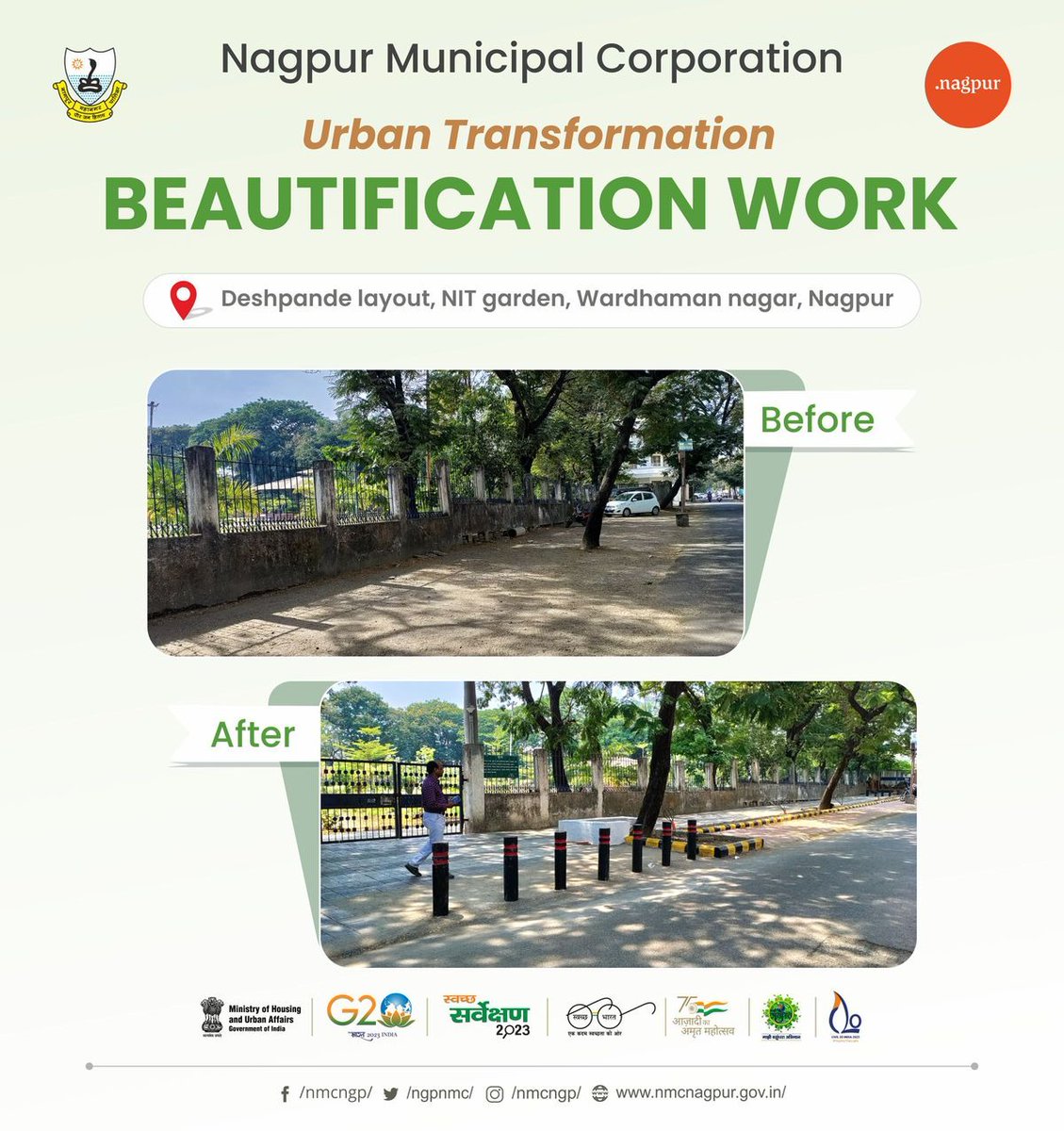 ngpnmc's tweet photo. Various parts of the city are being transformed by the urban design cell of #nmc.
#junctiondevelopment_beautification #citybeautification #urbaninterventions #nagpurstreets #eastnagpur #development #peoplecentric #urbandesign #urbandesigncell #usercentricdesign https://t.co/MCdGCtDxvJ