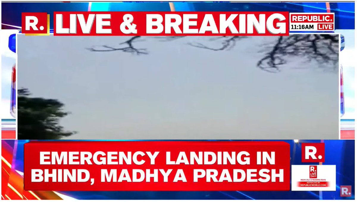 republic's tweet photo. #BREAKING | An Apache attack helicopter has made an emergency landing in a field in a village in the Bhind district of Madhya Pradesh.
#MadhyaPradesh #ApacheAttackHelicopter #Bhind
https://t.co/6CjsNJaatY https://t.co/nT6ygIfJFp