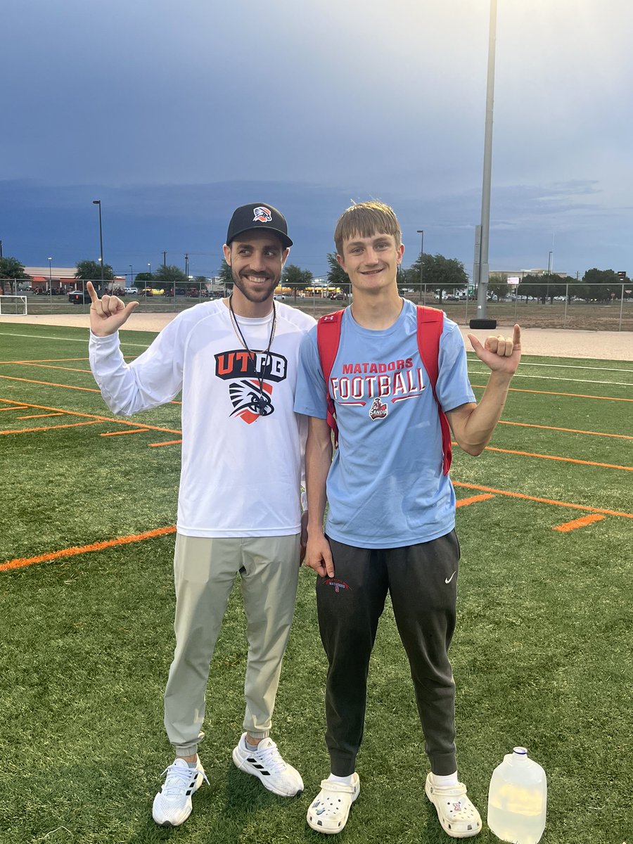 Had a great camp today in Odessa with @UTPBFootball. Thank you @CoachLusby for the invite and @BlakeCrandall for helping me get better!! #FalconsUp