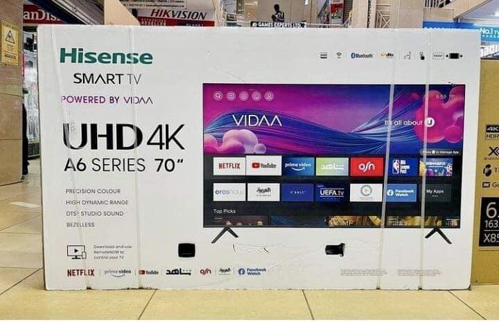 Hisense 70-inch 4K Ultra HD Smart TV A6 Series, now available at UGX 3,700,000/-

-VIDDA U5 OS
-Bluetooth Connectivity 
-Dolby Vision HDR10
-DTS Virtual X Sound

📲 0759679038 / 0789501444 for delivery.
#AuthenticGadgets #MondayHustle