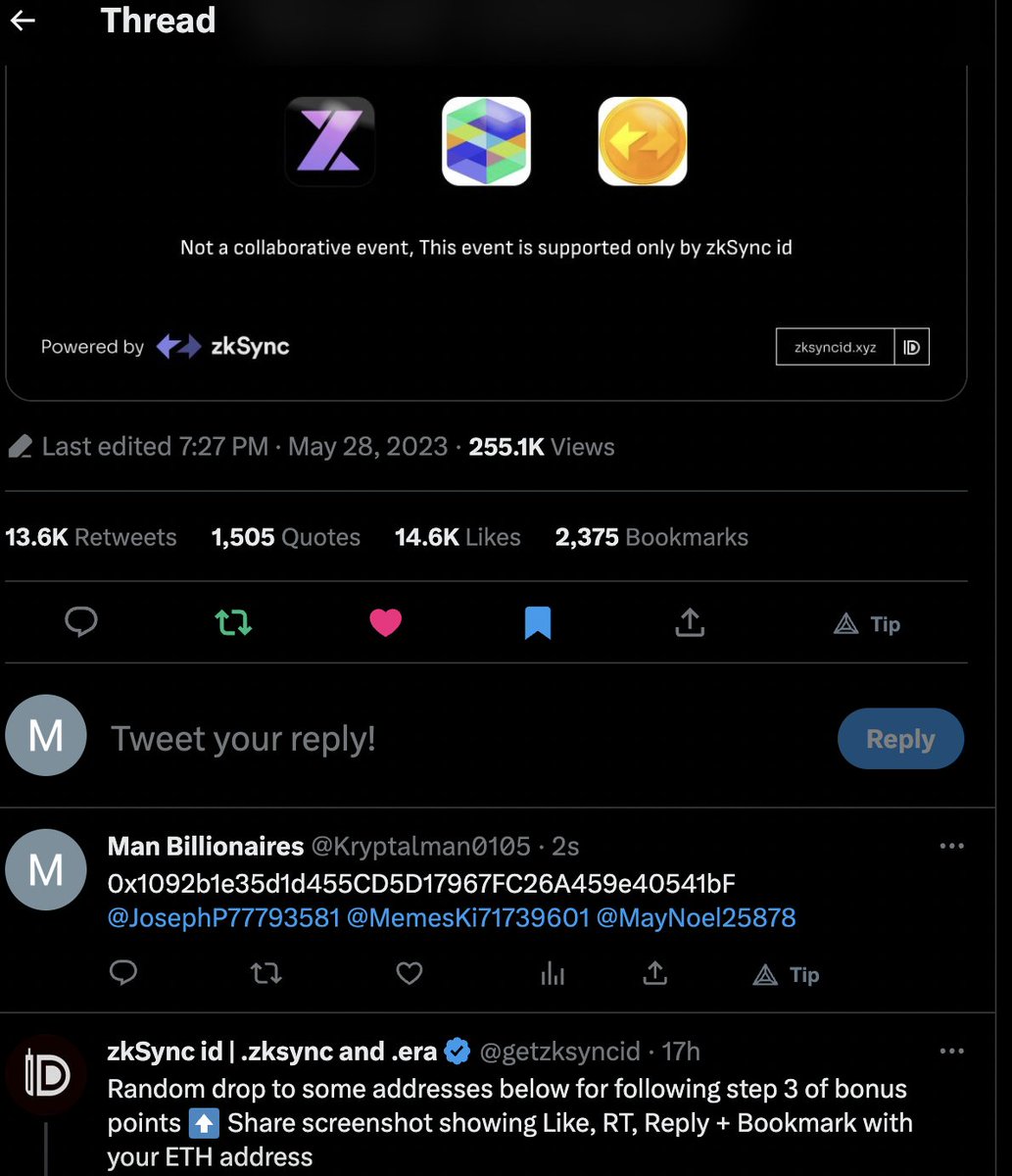 Kryptalman0105's tweet photo. @getzksyncid @zknsdomains @ZNSprotocol @era_domain @JosephP77793581 @MemesKi71739601 @MayNoel25878 https://t.co/UKpoirdYuc