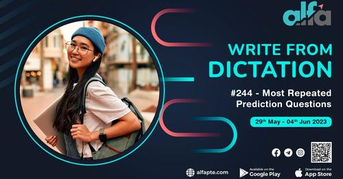 👉PTE Prediction 29th May - 04th June 2023

✅Write From Dictation | #244 Most Repeated
🔗Link: youtu.be/xThW7GNTCKA

#PTETips #PTEExamPreparation #PTEMockTest #PTEOnlineCoaching #PTETest