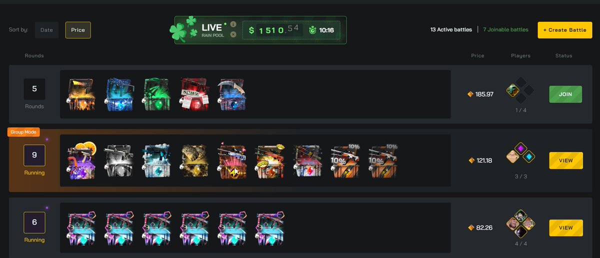 Case battle rain at 1500, 9 minutes left.  

clash.gg/battles

#casino #GAMBLEMONEY #Taliban #clashgg