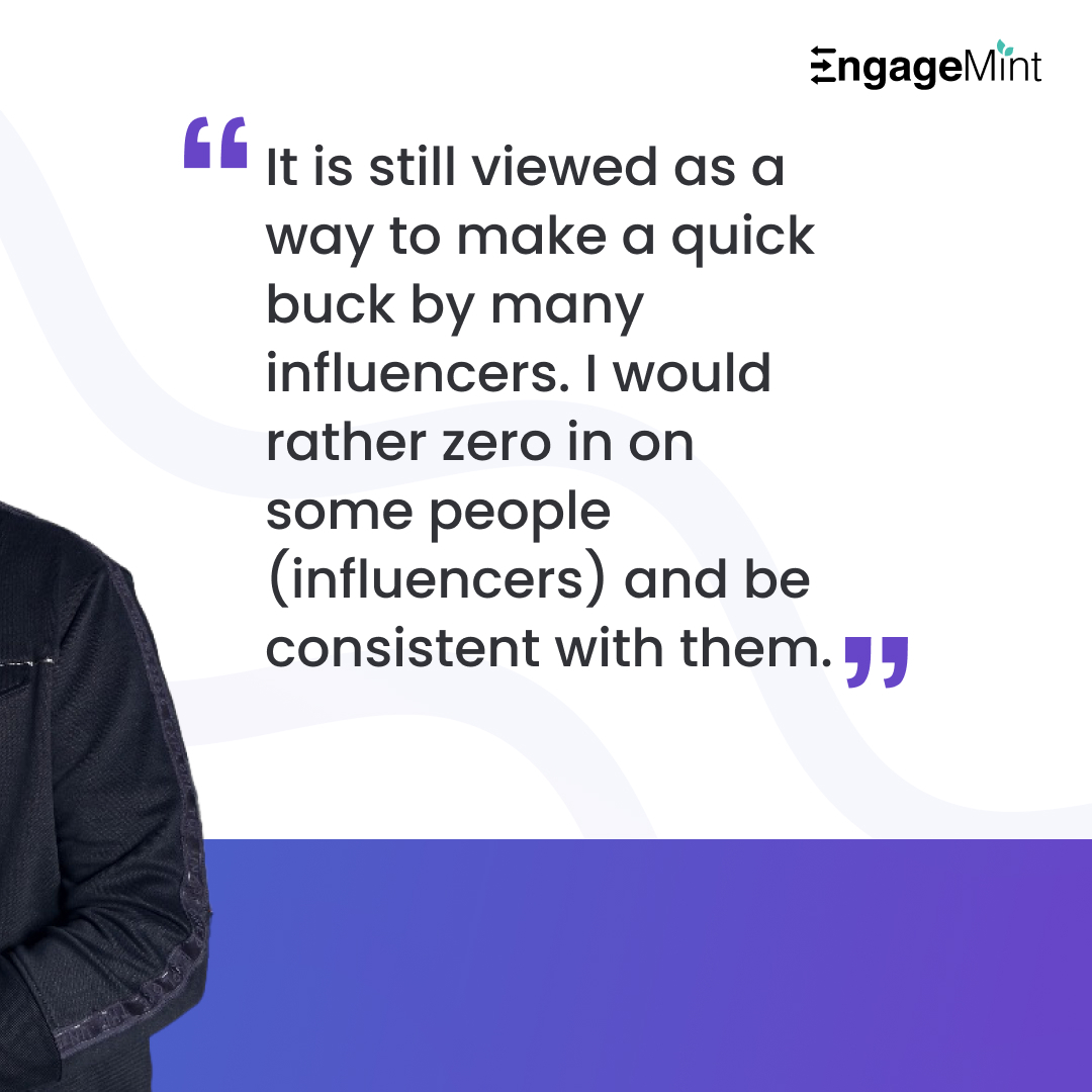 WebEngage's tweet image. I̶n̶f̶l̶u̶e̶n̶c̶e̶r̶ ̶m̶a̶r̶k̶e̶t̶i̶n̶g̶ ̶=̶ ̶M̶a̶k̶i̶n̶g̶ ̶Q̶u̶i̶c̶k̶ ̶M̶o̶n̶e̶y̶
Influencer marketing = Maintaining consistency for genuine connections 🤝

Sanjay Vakharia, CEO, @SpykarOfficial, shares his insights at EngageMint 2023: Mumbai Edition.

#EngageMint #WebEngage