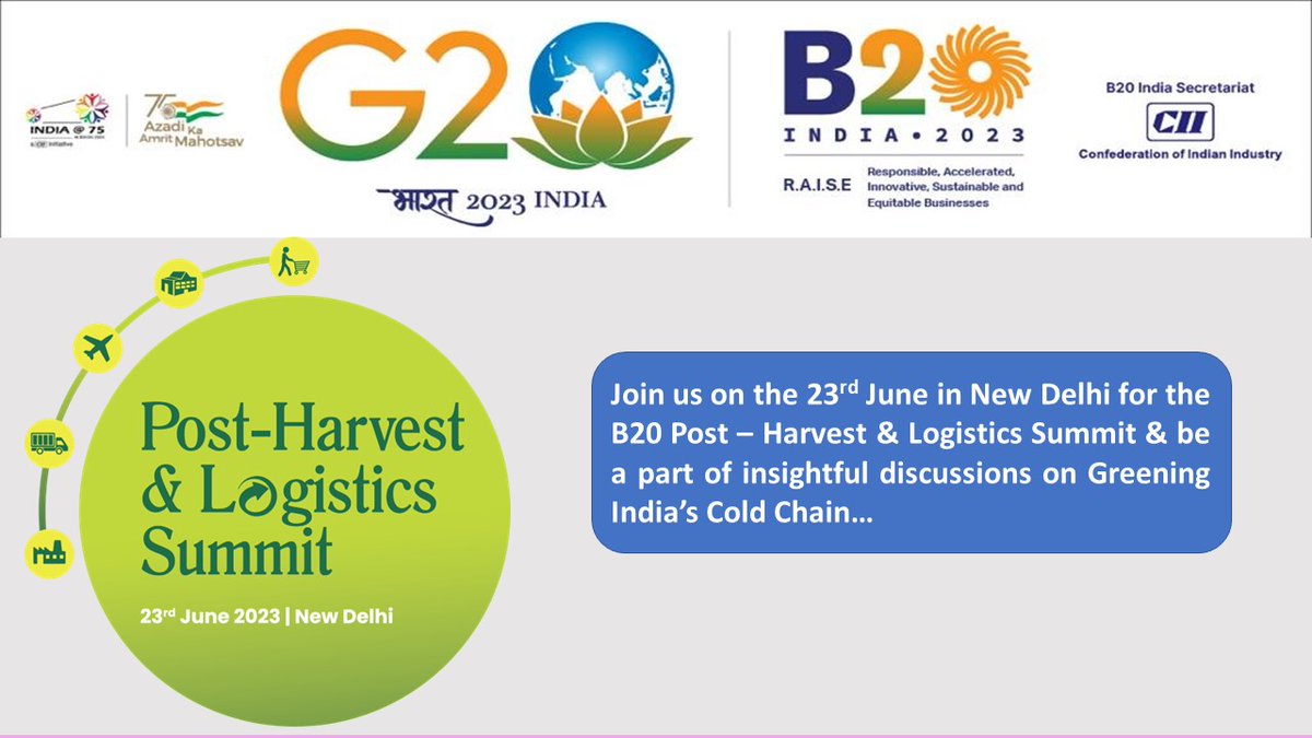 Register Now for the upcoming B20 PHL Summit on 23rdJune in New Delhi @ forms.office.com/r/8MPamXA8Np
#renewableenergy #coldchain #coldstorage #supplychain #innovation #sustainabilty #B20 #G20 #NetZero #Decarbonization #greenfinance #logistics #food #energyefficiency
#technology