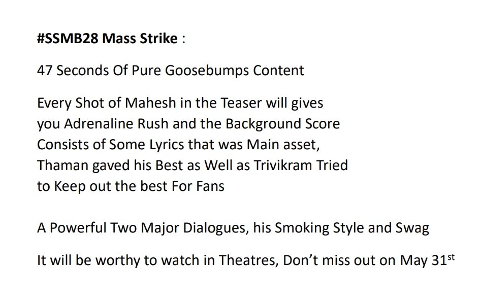 Kummi Dengude inka Theatres lo 🥵
Expectations on Sky High 📈🌪💥
@urstrulyMahesh
#SSMB28
#SSMB28MassStrike