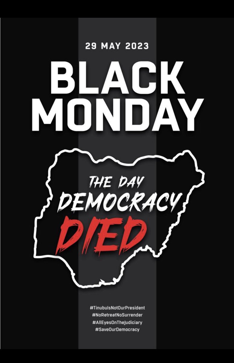 Chigozieialex's tweet photo. RIP 🪦 to Nigeria Democracy 
#TinubuIsNotMyPresident 
#TinubuDidNotWinAnyElection https://t.co/cC30yGWNzD