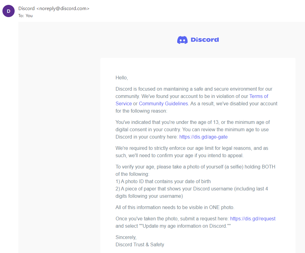 Ryzanium's tweet photo. @discord I've been falsely banned on discord, It's been nearly 24 hrs since I've sent my details and information for y'all to re-enable my account. I have had this account for nearly 3 years now and you guys just randomly disable my account for being underaged even though I'm 13+ https://t.co/gd2PRQ9Wp2