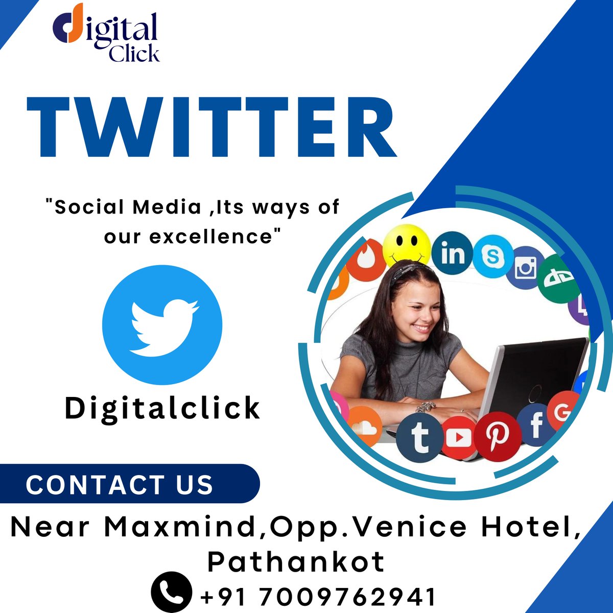 DigitalClick4u's tweet image. “Meet new people every day to enhance your business skills with Social Media.” Promote your business through Twitter Marketing!!! We deal in all kind of online promotional services, Contact us: Digital Click: +91 7009762941

#digitalclick #twittermarketing #design #businessowner